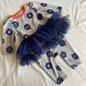 Baby Girls Grey Navy Heart Tutu Outfit Size 0-3m NWT Valentines Day